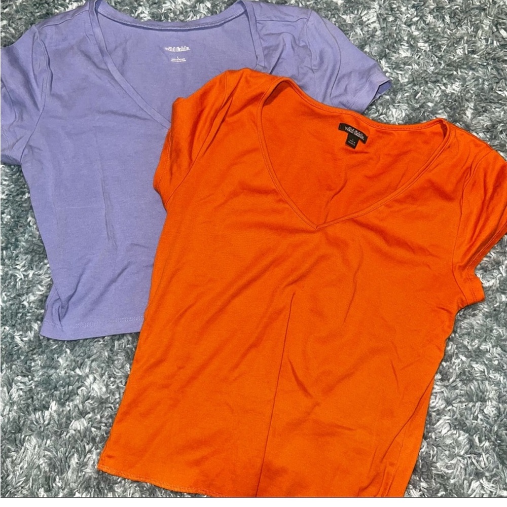 Wild Fable Orange and Purple V-Neck Tops